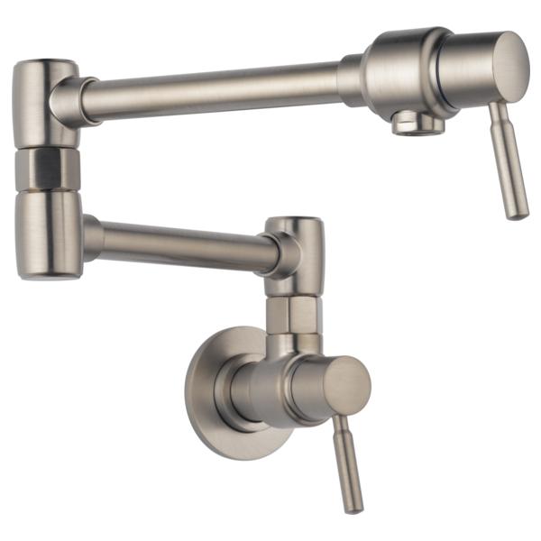 Brizo® 62820LF-SS Pot Filler Faucet, Euro, 4 gpm Flow Rate, Swivel Spout, Stainless Steel, 2 Handles, Import