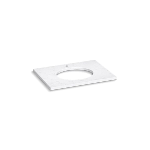 Kohler® 28249-EST Silestone® Vanity Top With Cutout, 1-3/16 in OAH x 31-1/8 in OAW x 22-7/16 in OAD, Quartz Top, Eternal Statuario Top