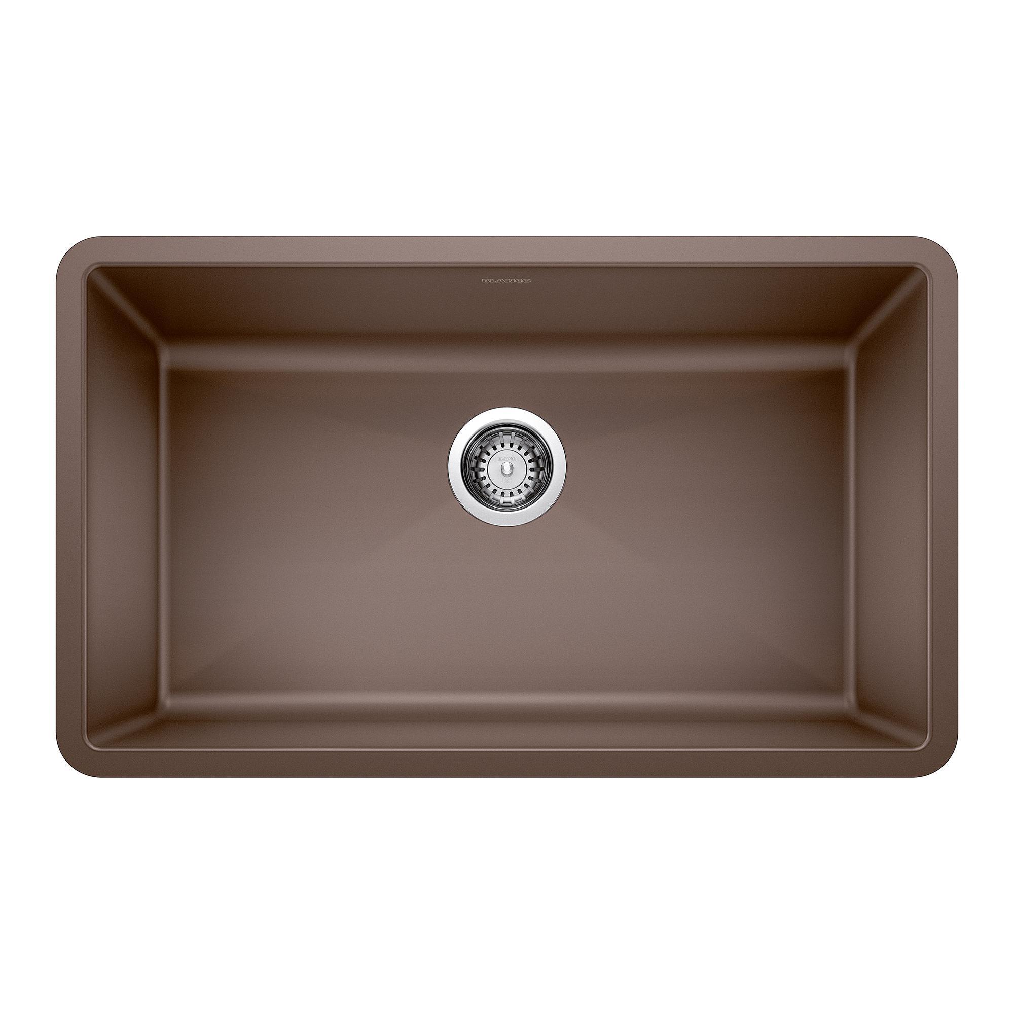 Blanco 440147 PRECIS™ SILGRANIT® II Kitchen Sink, Cafe Brown, Rectangle Shape, 30 in L x 17 in W x 9-1/2 in D Bowl, 32 in L x 19 in W, Solid Granite