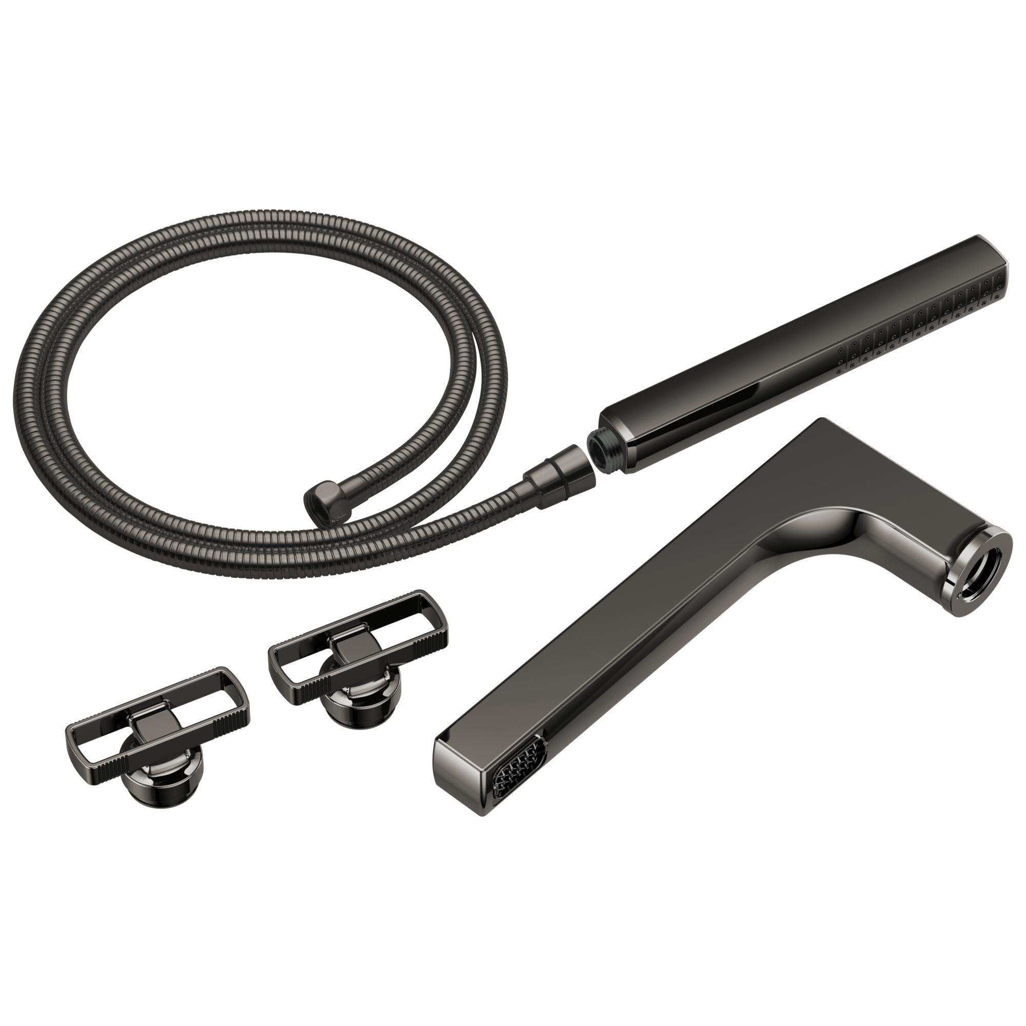 Brizo® T70308-BNX Kintsu™ Tub Filler, 1.75 gpm at 80 psi Flow Rate, 8 in Center, Brilliance® Black Onyx, 2 Handles, Import