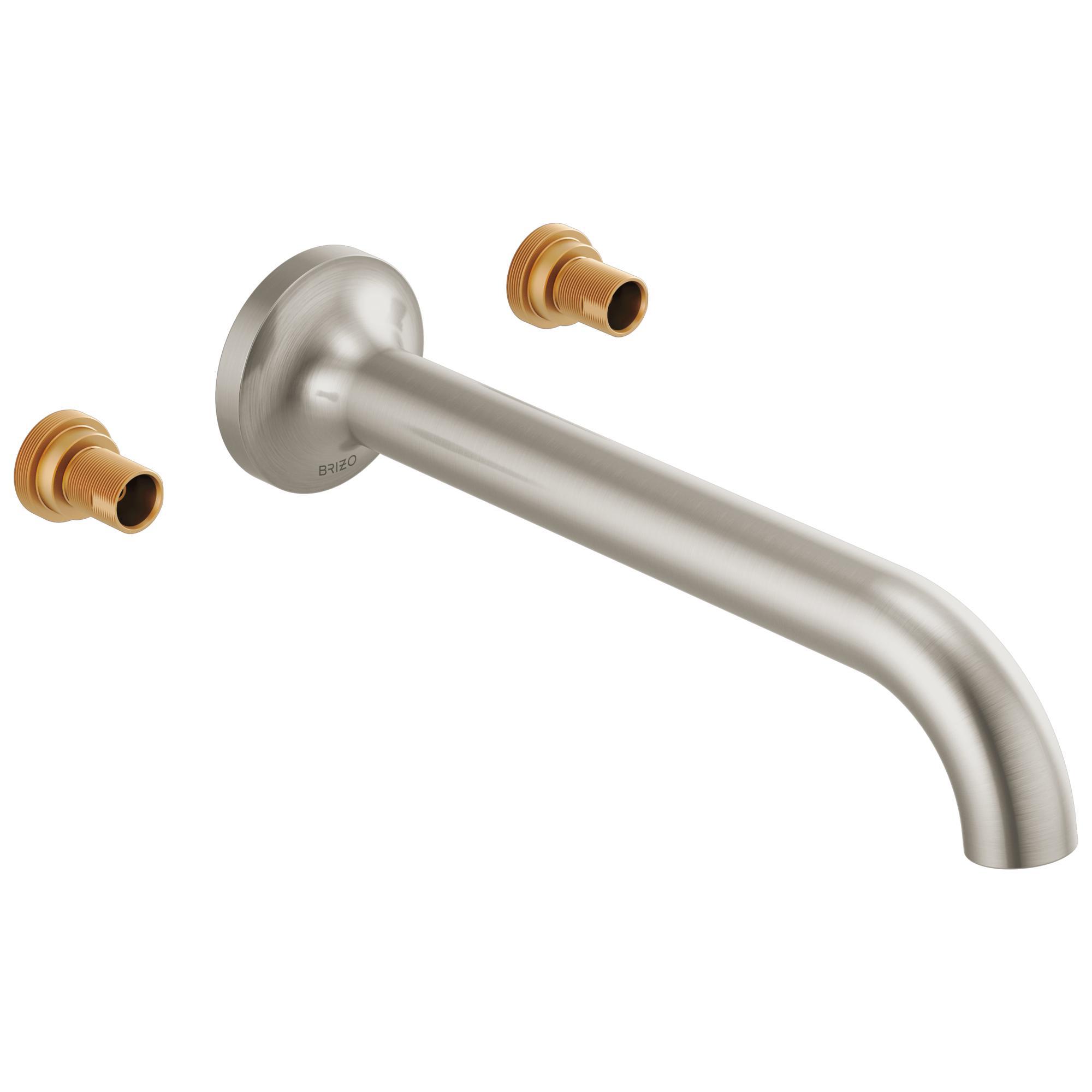 Brizo® T70475-BNLHP Odin® Wall Mount Tub Filler, 9.3 gpm Flow Rate, 7-7/8 in Center, Brushed Nickel, 2 Handles, Import, Commercial/Residential