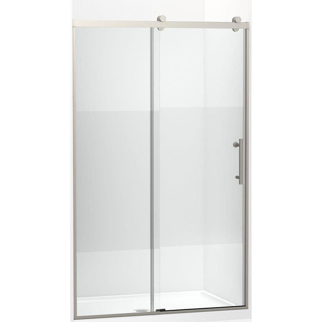 Kohler® 702254-10G81-BNK 702254-10G81 Rely® Door, Frameless Frame, Crystal Clear Tempered Glass, Anodized Brushed Nickel, 3/8 in THK Glass, 73-7/8 in H Opening, 44-5/8 to 47-5/8 in W Opening