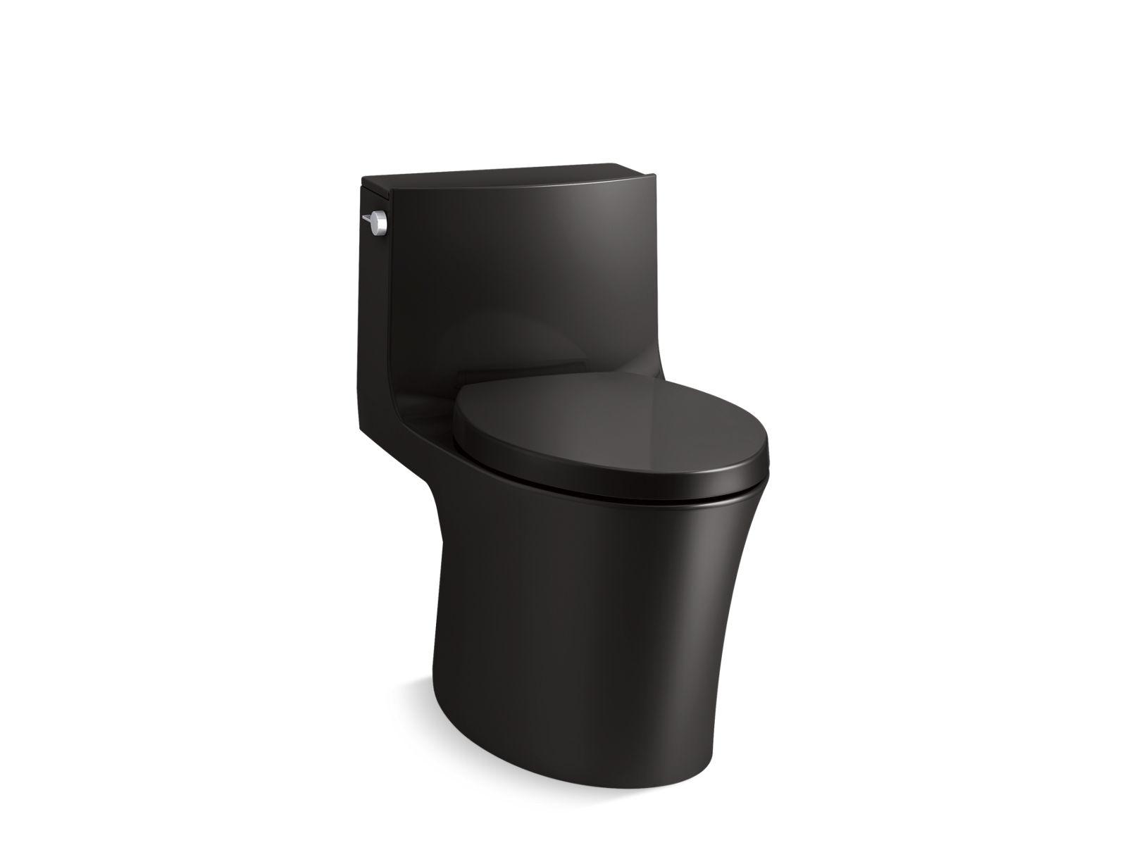 Kohler® 1381-7 K-1381 1-Piece Toilet, Veil®, Elongated Bowl, 15-3/8 in H Rim, 12 in Rough-In, 0.8, 1.28 gpf Flush Rate, Black, Import