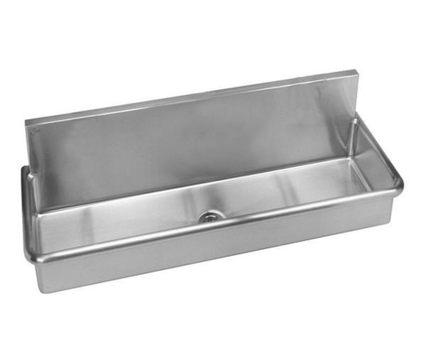 Just Manufacturing JADA4820-2-J Surgeon Scrub ADA Sink, Rectangular Shape, 15-1/2 in H x 20 in W x 48 in L, Wall Mounting, 304 Stainless Steel, Buffed Satin, Domestic