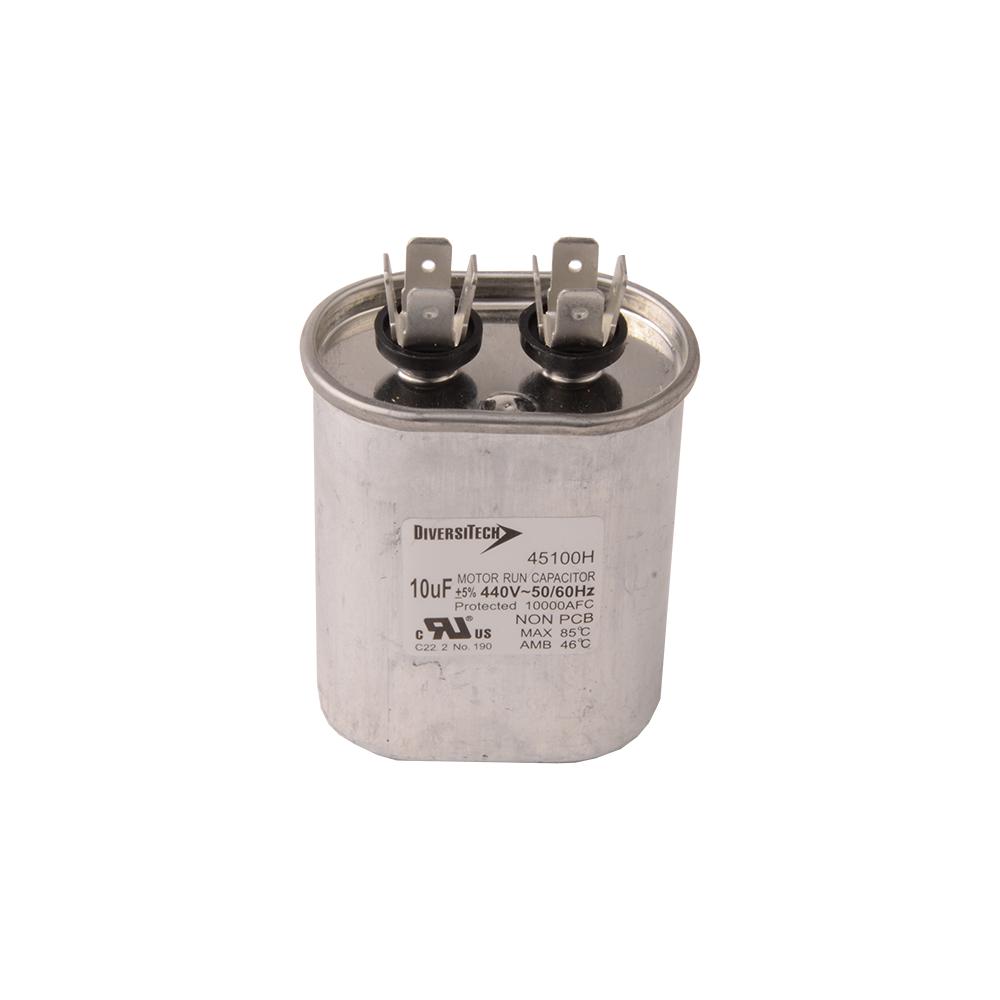 Diversitech 45100H Single Motor Run Capacitor, 10 uF, 440 VAC, Oval
