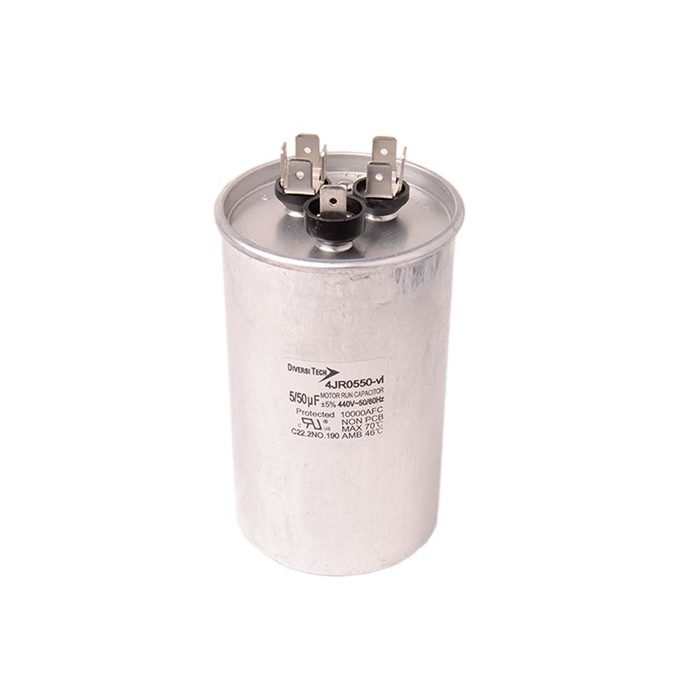 Diversitech 4JR0550 Dual Motor Run Capacitor, 50/5 uF, 440 VAC, Round