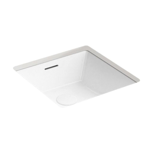 Kohler® 21056-0 Brazn™ Bathroom Sink With Overflow, Square Shape, 16-5/16 in W x 16-7/16 in D x 7-1/8 in H, Vitreous China, White