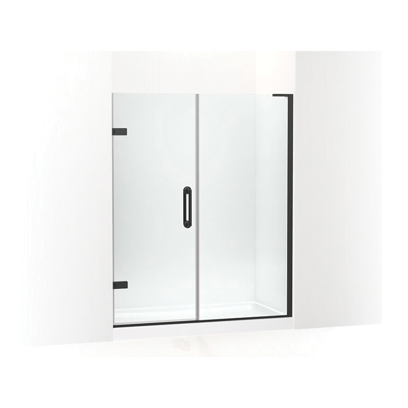 Kohler® 27619-10L-BL Pivot Shower Door, Crystal Clear Tempered Glass, Frameless Matte Black Frame, 58 to 58-3/4 in Opening Width, 3/8 in THK Glass