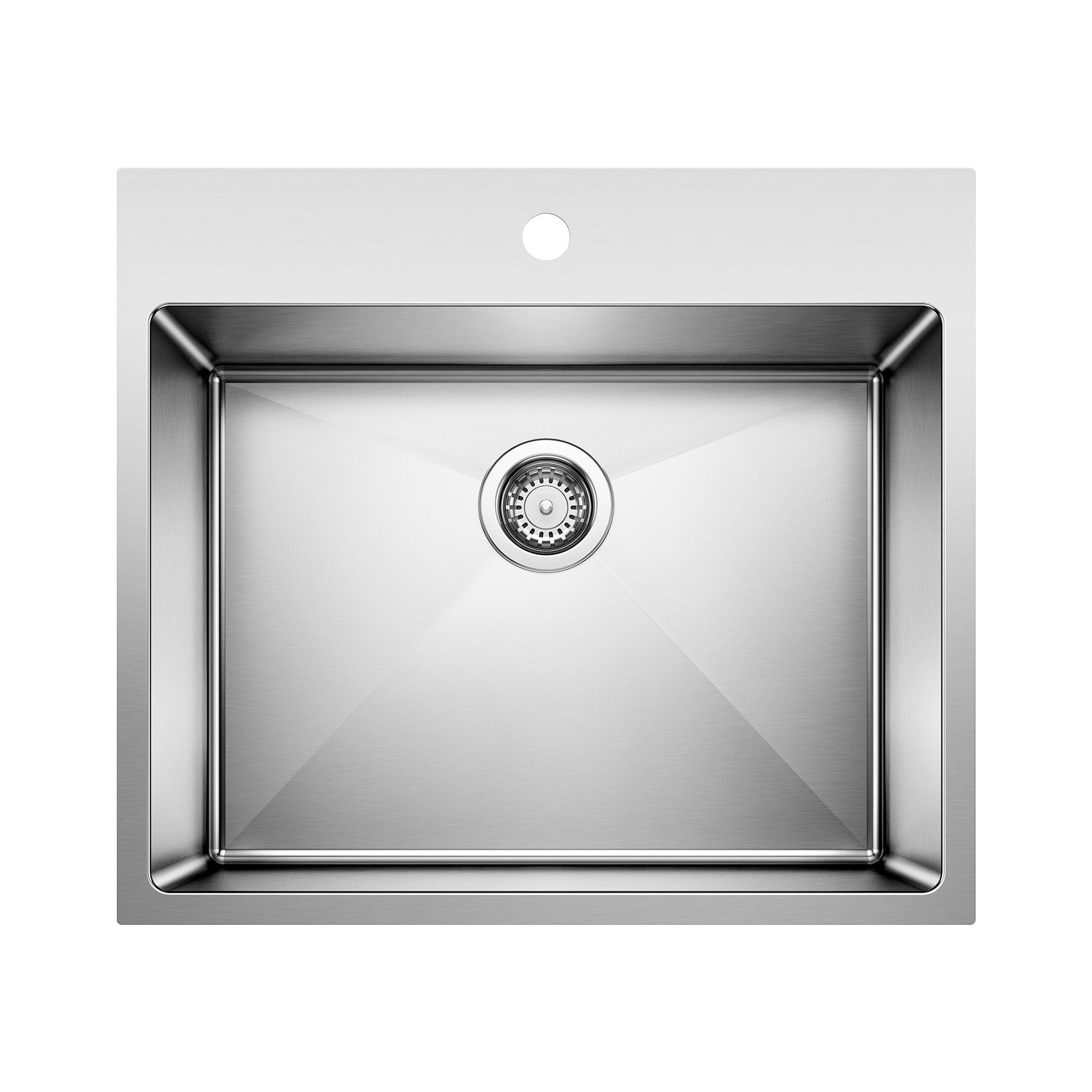 Blanco 443151 QUATRUS R15 Laundry Sink, Rectangle Shape, 12 in H x 24-15/16 in W x 22 in D, Drop-In/Undermount Mounting, Stainless Steel, Satin, Import