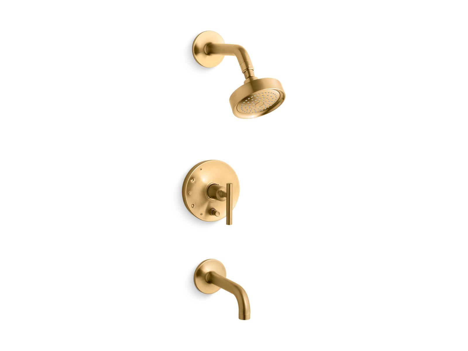 Kohler® T14421-4-2MB T14421-4 Contemporary Bath and Shower Trim Kit, 2.5 gpm Shower, Vibrant Brushed Moderne Brass