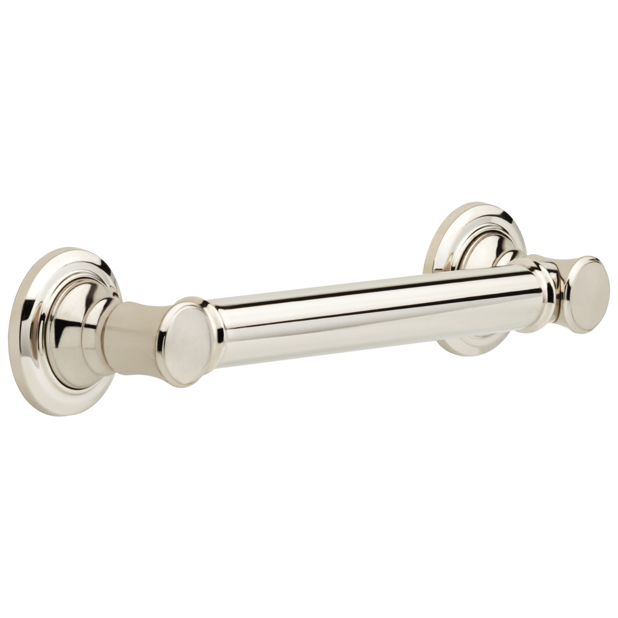 DELTA® 41612-PN Round Traditional Decorative Grab Bar, 12 in L x 1-1/4 in Dia, Polished Nickel, Import