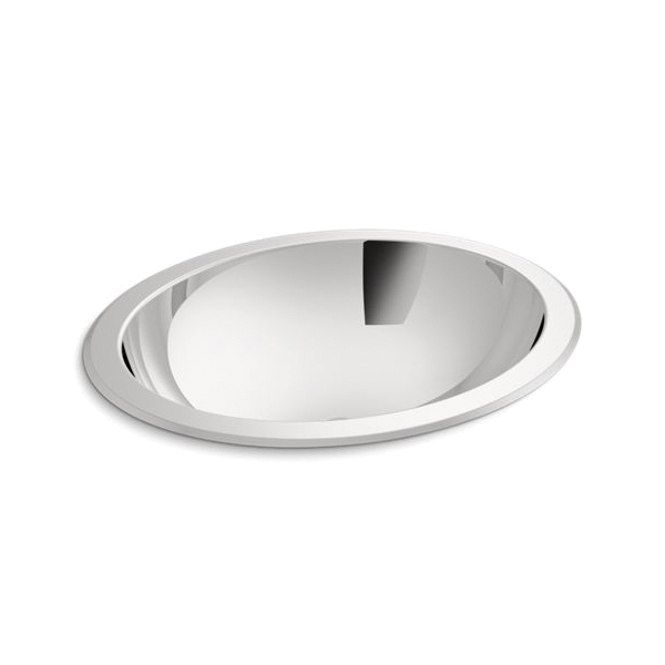 Kohler® 2609-MU-NA Bachata® Bathroom Sink With Overflow, Oval Shape, 19-7/8 in W x 16-11/16 in D x 7-3/8 in H, Drop-In Mount, Stainless Steel, Mirror