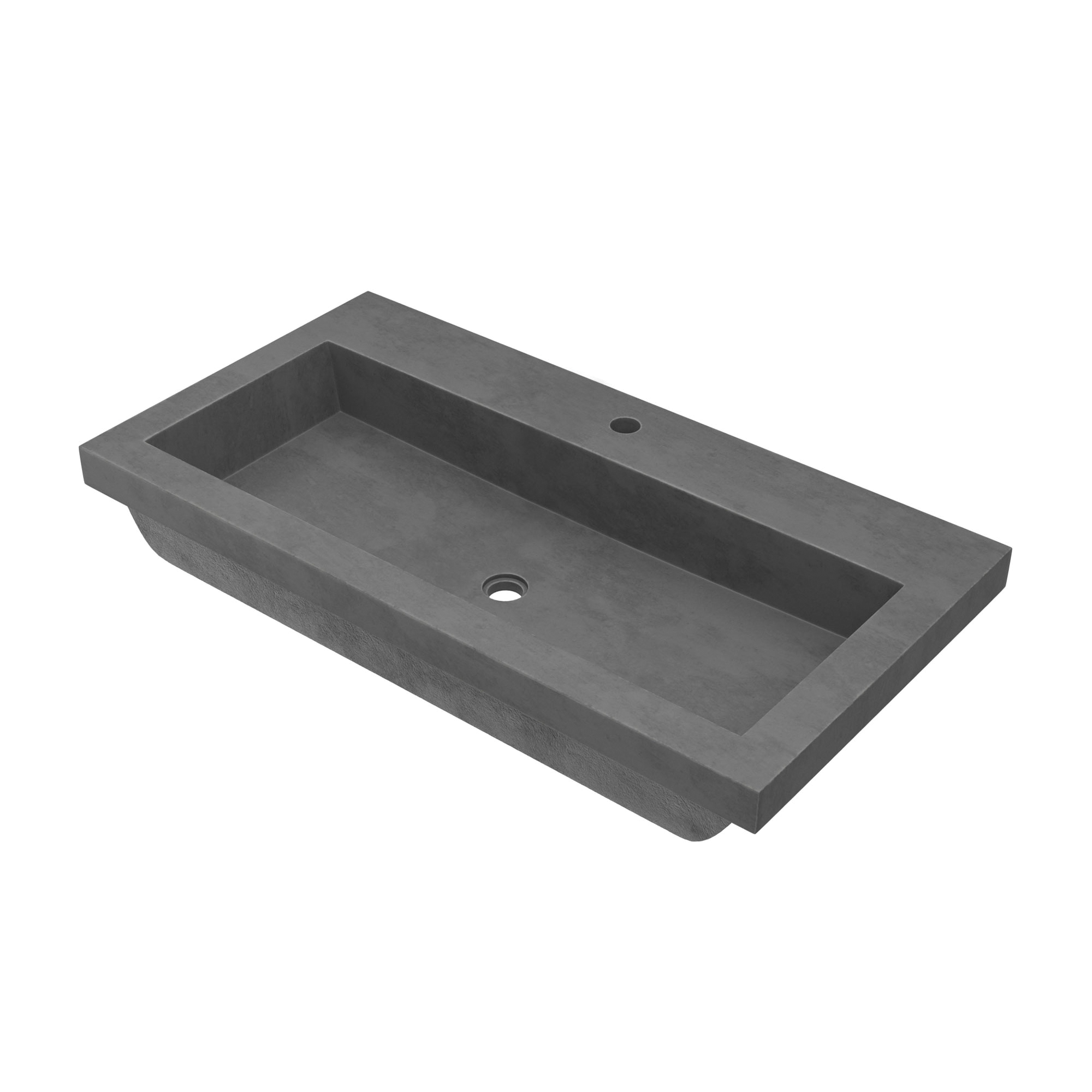 Native Trails NSL3619-S NativeStone® Trough 3619 Bathroom Sink, Rectangle Shape, 36 in L x 19 in W x 5 in H, Drop-In Mount, Natural Jute Fiber/Concrete, Slate, Import