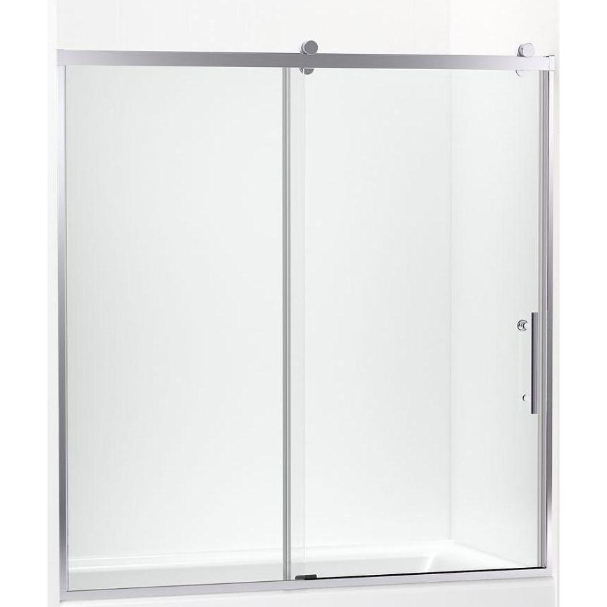Kohler® 702253-10L-SHP 702253-10L Rely® Sliding Bath Door, 56-5/8 to 59-5/8 in W Opening, 3/8 in THK Glass, Bright Polished Silver