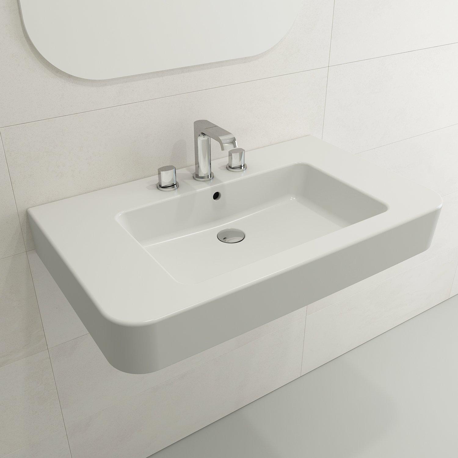 BOCCHI 1124-002-0127 Parma Modern Bathroom Sink, 4.75 in H x 19.75 in W x 33.5 in L, Fireclay, Matte White, Import