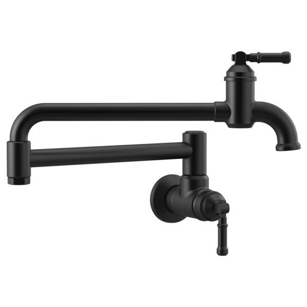 DELTA® 1190LFL-BL Broderick™ Pot Filler Kitchen Faucet, Matte Black, 2 Handles, Import