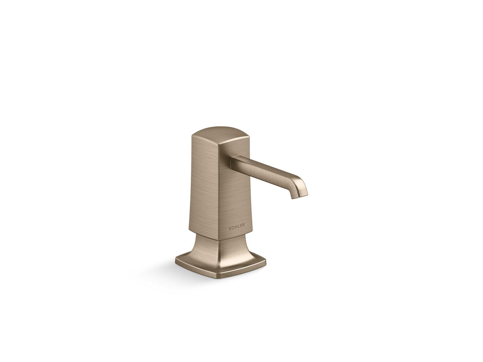 Kohler® 35760-BV Graze® Soap/Lotion Dispenser, 16 oz Capacity, Deck Mounting, Brass/Plastic