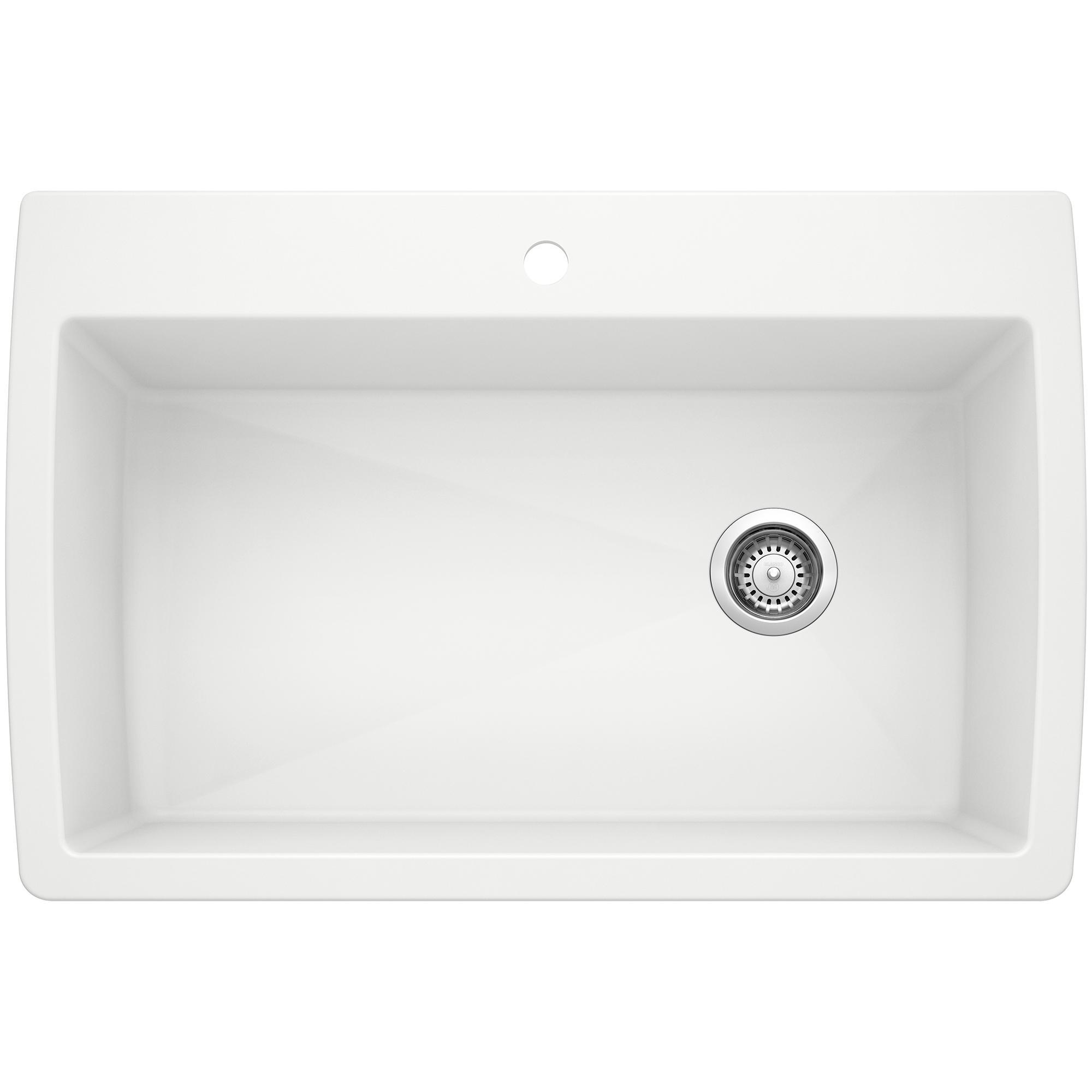 Blanco 440195 DIAMOND™ SILGRANIT® II Kitchen Sink, Rectangle Shape, 1 Faucet Holes, 32-1/2 in W x 22 in D, Granite, White, Import