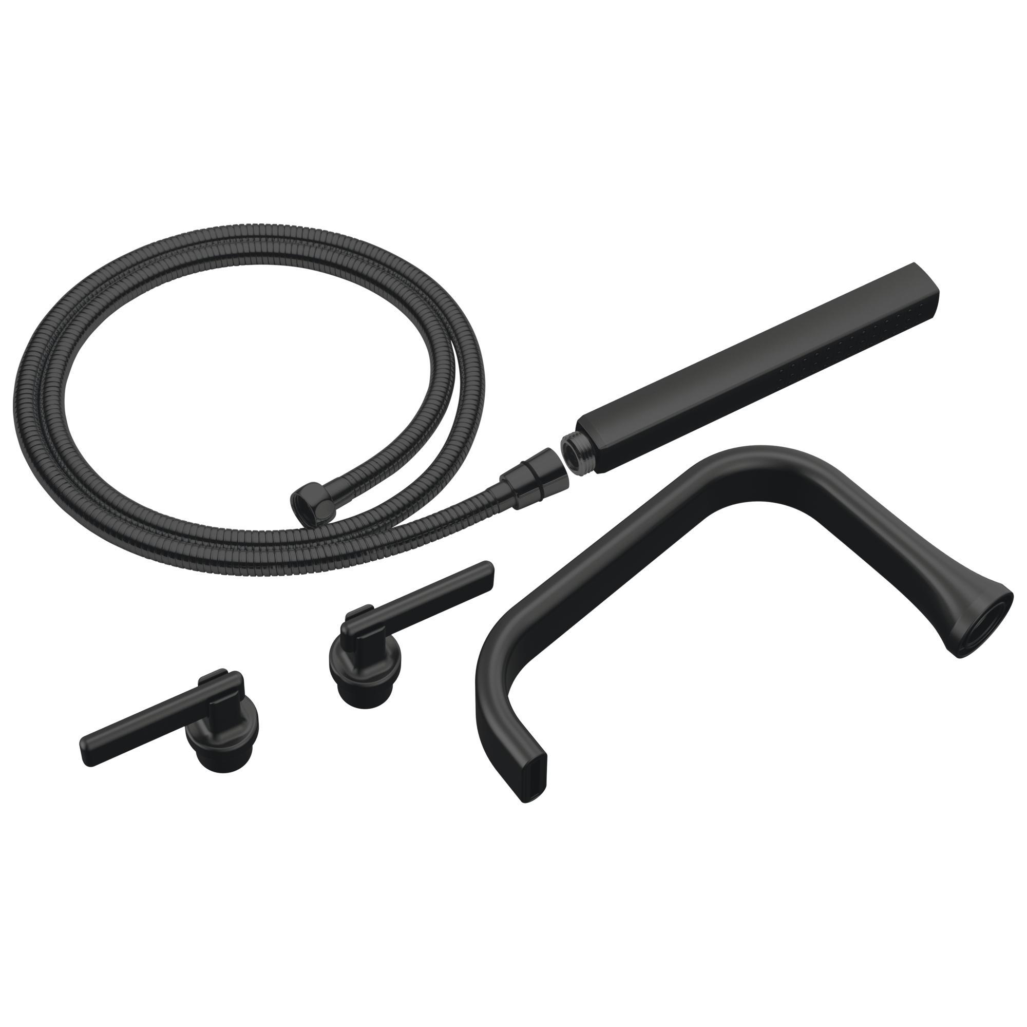 Brizo® T70368-BL Tub Filler Trim, 1.75 gpm Flow Rate, 8 in Center, Matte Black, 3 Handles, Import