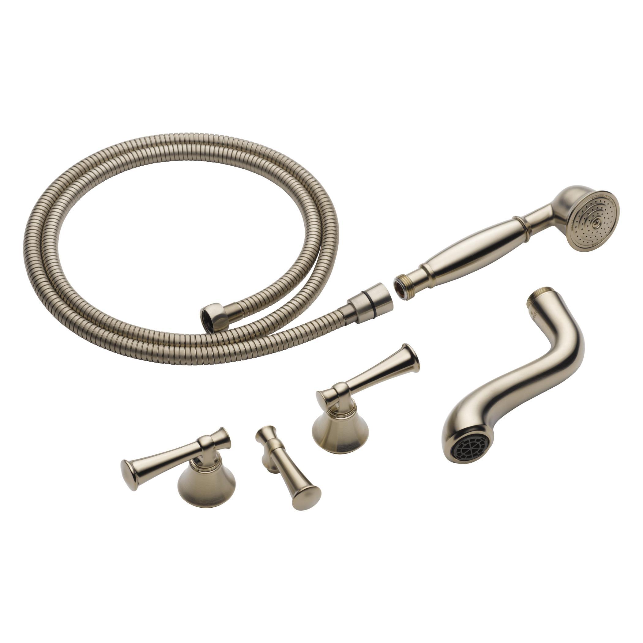 Brizo® T70305-BN Baliza® Freestanding Tub Filler Trim, 2 gpm Flow Rate, 8 in Center, Brushed Nickel, 2 Handles, Domestic