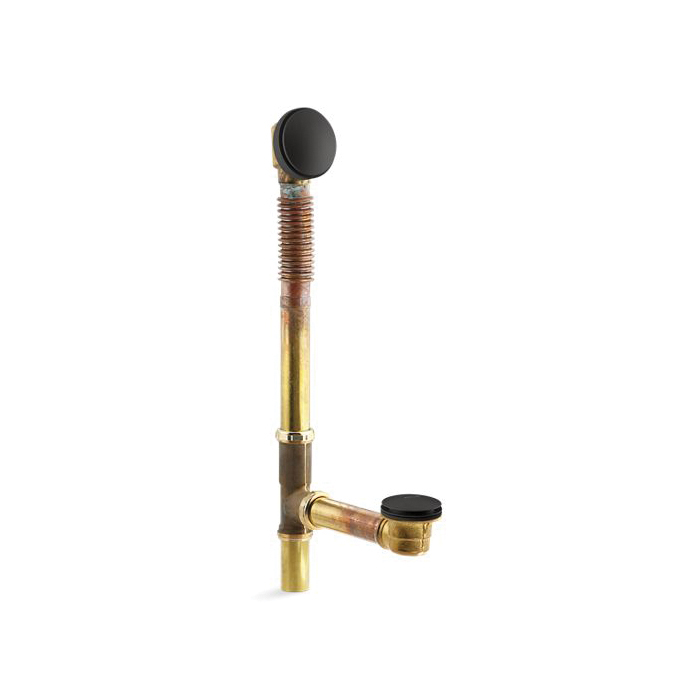 Kohler® 7259-BL K-7259 ClearFlo™ Toe-Tap Bath Drain, 18-1/2 in H x 3-1/4 in W, Solid Brass, Matte Black