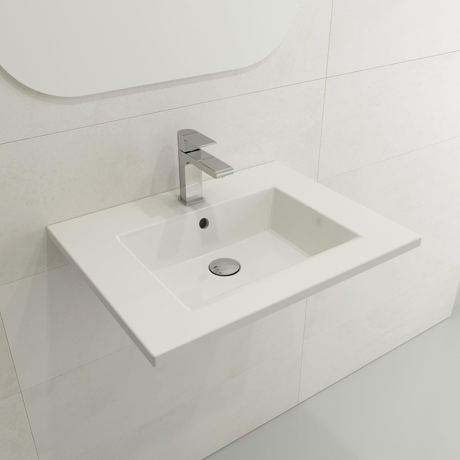 BOCCHI 1161-001-0126 Ravenna Modern Bathroom Sink, 4.25 in H x 19 in W x 24.5 in L, Fireclay, White, Import