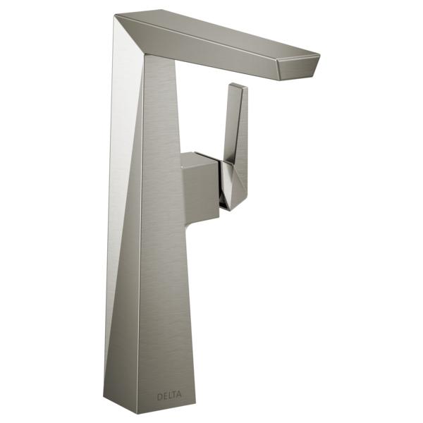DELTA® 743-SS-PR-DST Trillian™ Vessel Bathroom Faucet, Commercial/Residential, 6-1/4 in Spout, 9-3/4 in H Spout, Lumicoat™ Stainless, 1 Handles