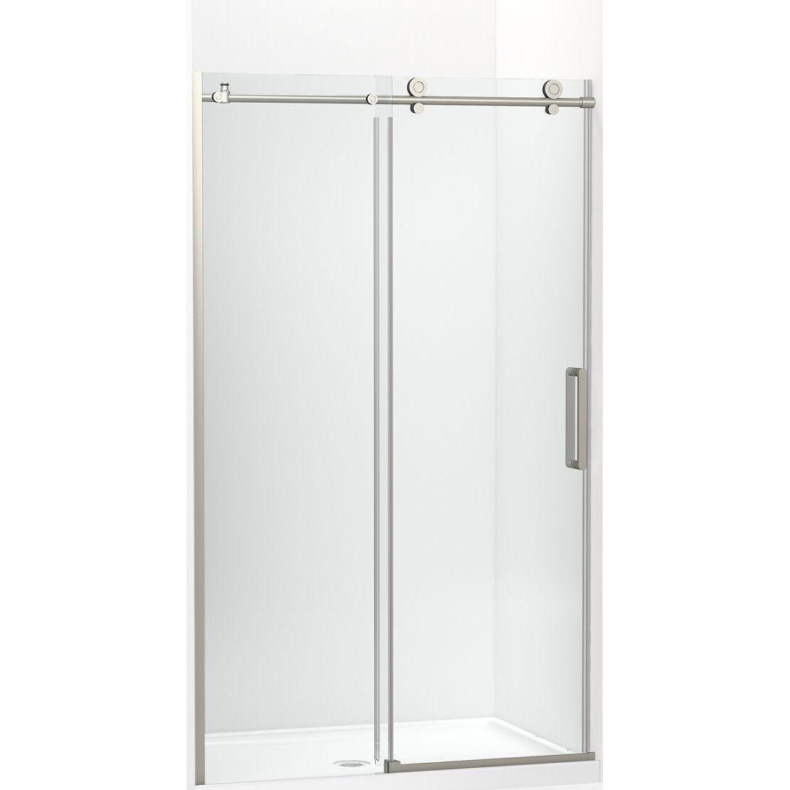 Kohler® 701695-L-BNK 701695-L Composed® Sliding Door, Frameless Frame, Crystal Clear Tempered Glass, Anodized Brushed Nickel, 3/8 in THK Glass, 74-7/8 in H Opening, 44-1/8 to 47-7/8 in W Opening
