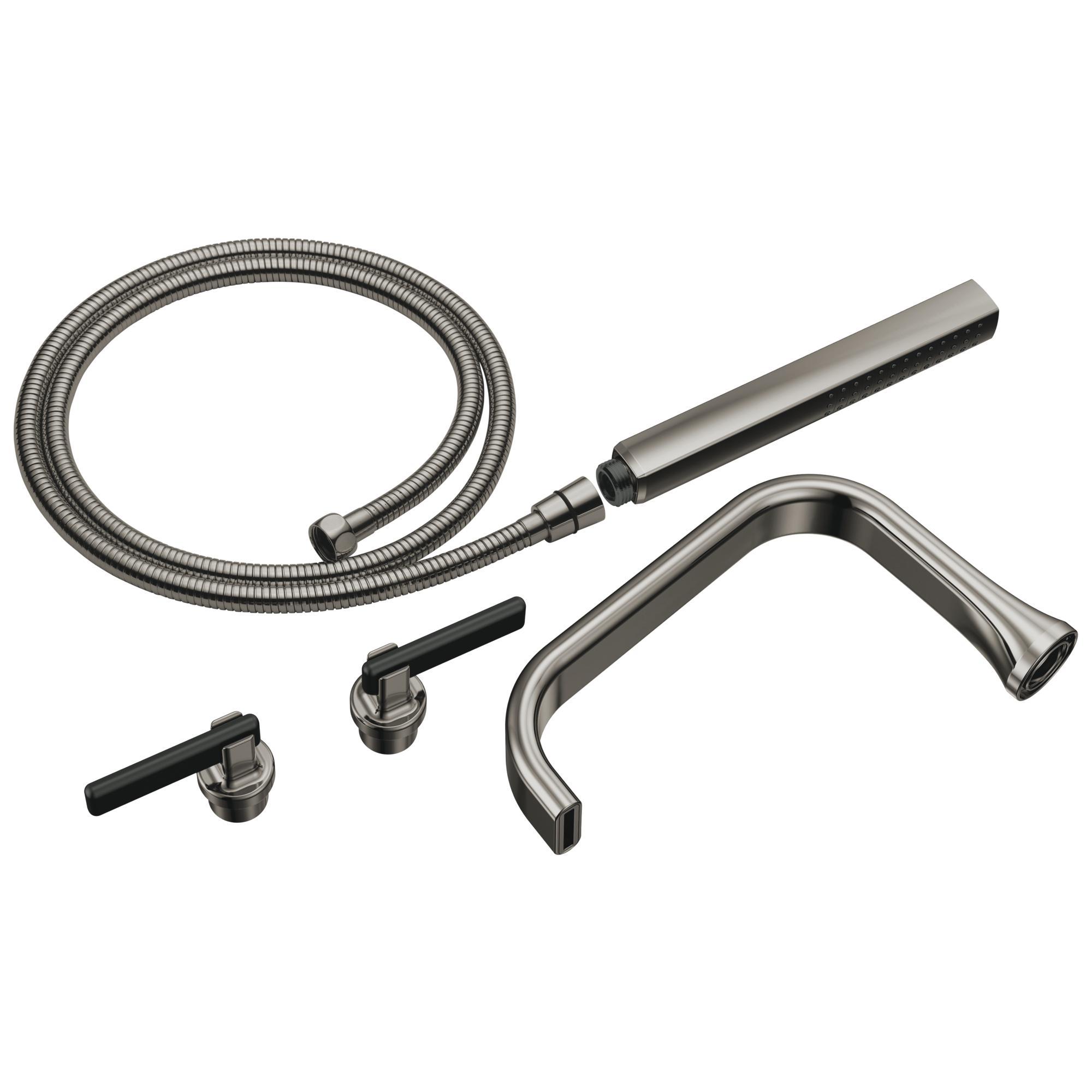 Brizo® T70368-BNXBL Tub Filler Trim, 1.75 gpm Flow Rate, 8 in Center, Brilliance Black Onyx/Matte Black, 3 Handles, Import