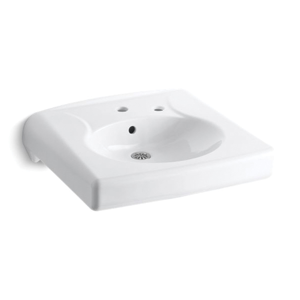 Kohler® 1997-1R-0 Brenham™ Bathroom Sink With Overflow Drain, Oval Shape, 21-15/16 in W x 19-3/4 in D, Vitreous China, White