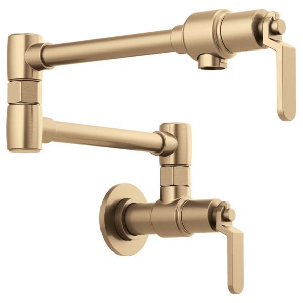 Brizo® 62844LF-GL Litze® Pot Filler, Commercial/Residential, 4 gpm Flow Rate, Swing Spout, Luxe Gold, 2 Handles, Import