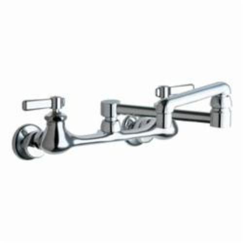 Chicago Faucet® 540-LDDJ13ABCP Hot and Cold Water Sink Faucet, Commercial, 2.2 gpm Flow Rate, 8 in Center, Double Jointed Swivel Spout, Polished Chrome, 2 Handles, Domestic