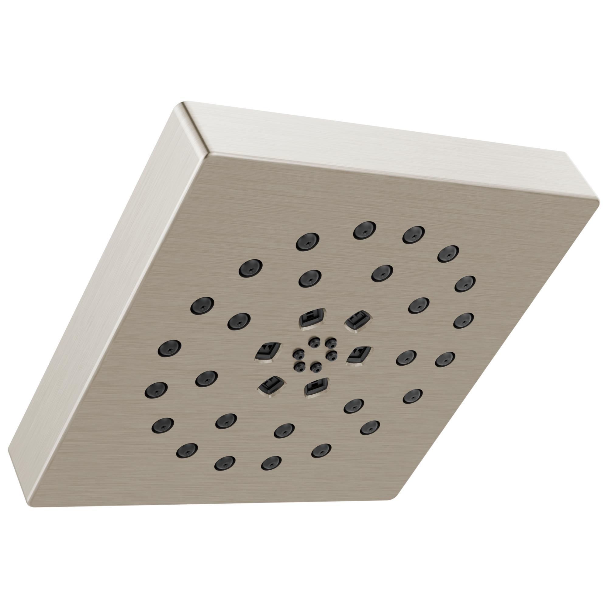 DELTA® 52484-SS-PR Universal Showerhead With H2Okinetic® Technology and Touch-Clean® Technology, 1.75 gpm Max Flow, 4 Sprays, 7-13/16 in L x 7-13/16 in W x 3-3/8 in H Head, Import
