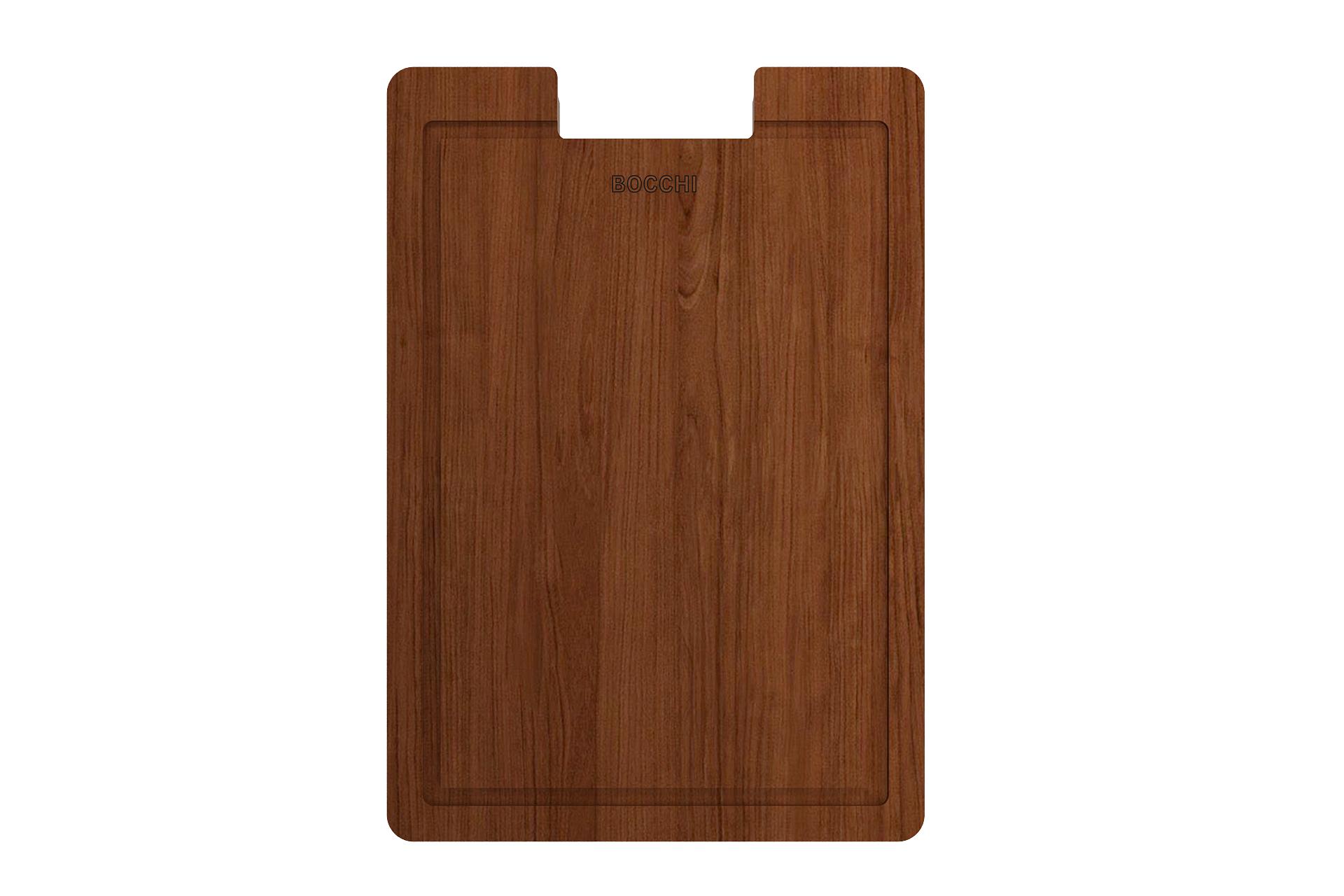 BOCCHI 2320 0001 Cutting Board, 17-1/8 in L 11-5/8 in W 7/8 in THK, Wood, Mahogany, Import