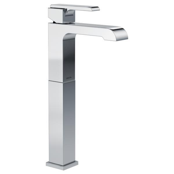 DELTA® 767LF Ara® Vessel Lavatory Faucet, Commercial, 5-3/8 in Spout, 11-1/8 in H Spout, Polished Chrome, 1 Handles