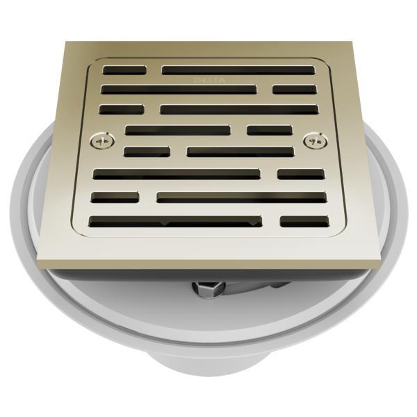 DELTA® DT062412-PN Square Shower Drain, 4 in Nominal, Import