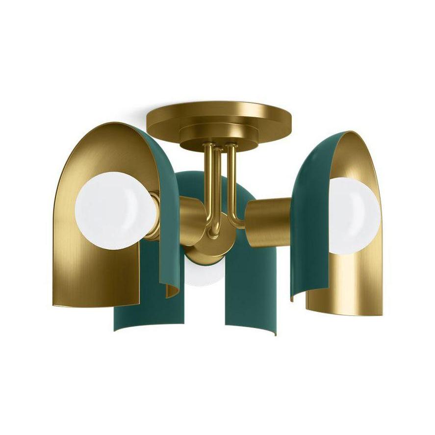 Kohler® 31786-FM03-6GL Jabot Flush Mount Lighting, (3), 120 V, Jade/Brushed Moderne Brass Accents Housing