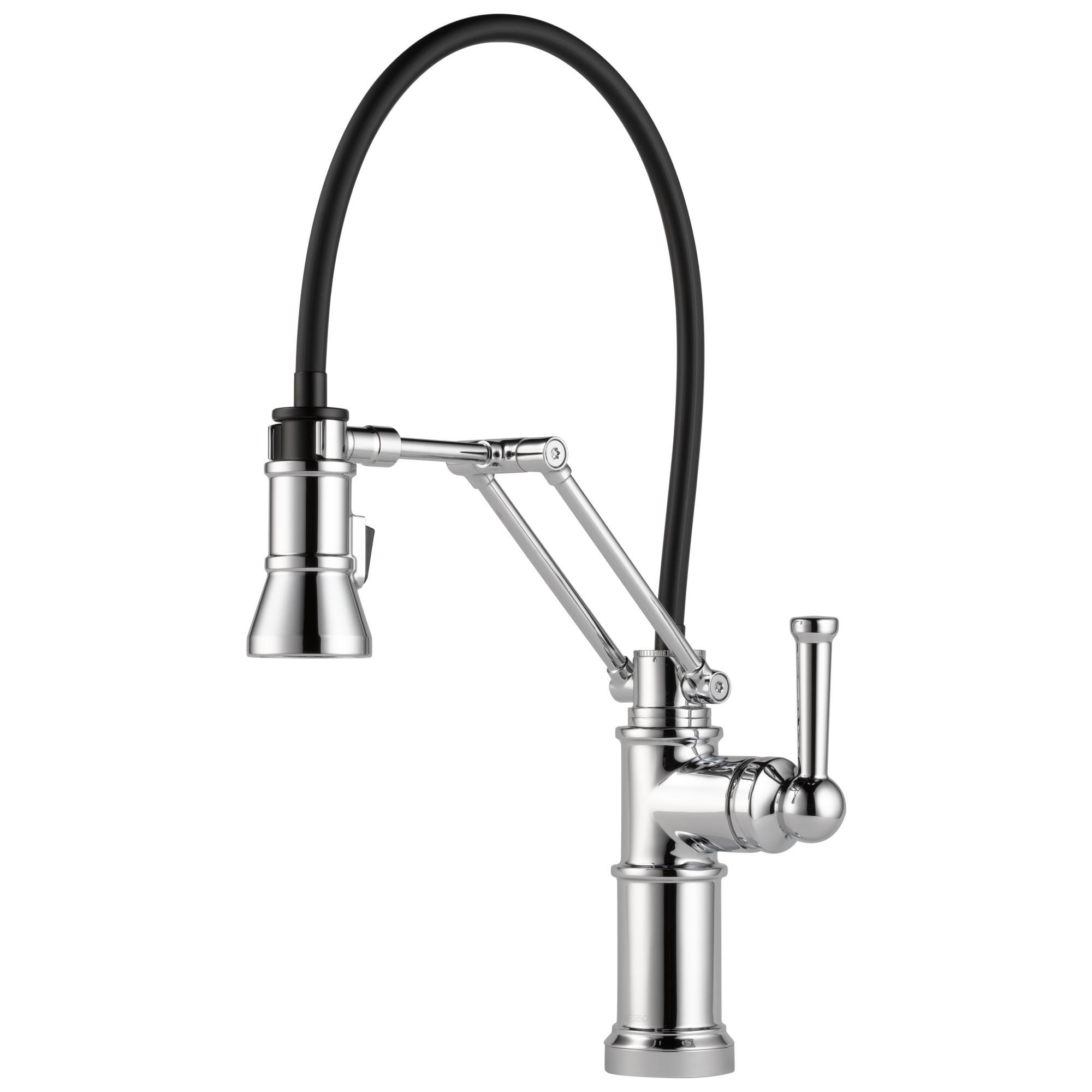Brizo® 63225LF-PC Artesso® Articulating Kitchen Faucet, 1.8 gpm Flow Rate, 8 in Center, Swivel Spout, Polished Chrome, 1 Handles, Domestic
