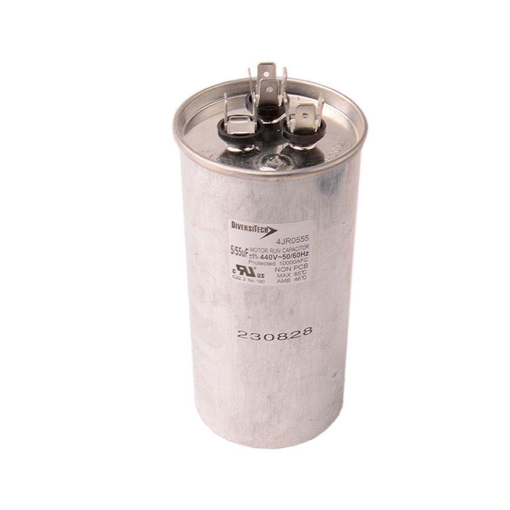 Diversitech 4JR0555 Dual Motor Run Capacitor, 55/5 uF, 440 VAC, Round