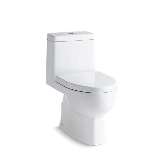 Kohler® 3983-S-0 1-Piece Toilet, Reach™, Compact Elongated Bowl, 15-1/2 in H Rim, 12 in Rough-In, 0.8/1.28 gpf, White