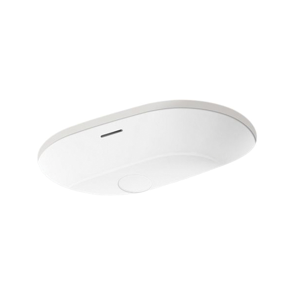 Kohler® 21057-0 Brazn™ Bathroom Sink With Overflow, Elongated Oval Shape, 24-1/4 in W x 16-3/8 in D x 6-13/16 in H, Vitreous China, White