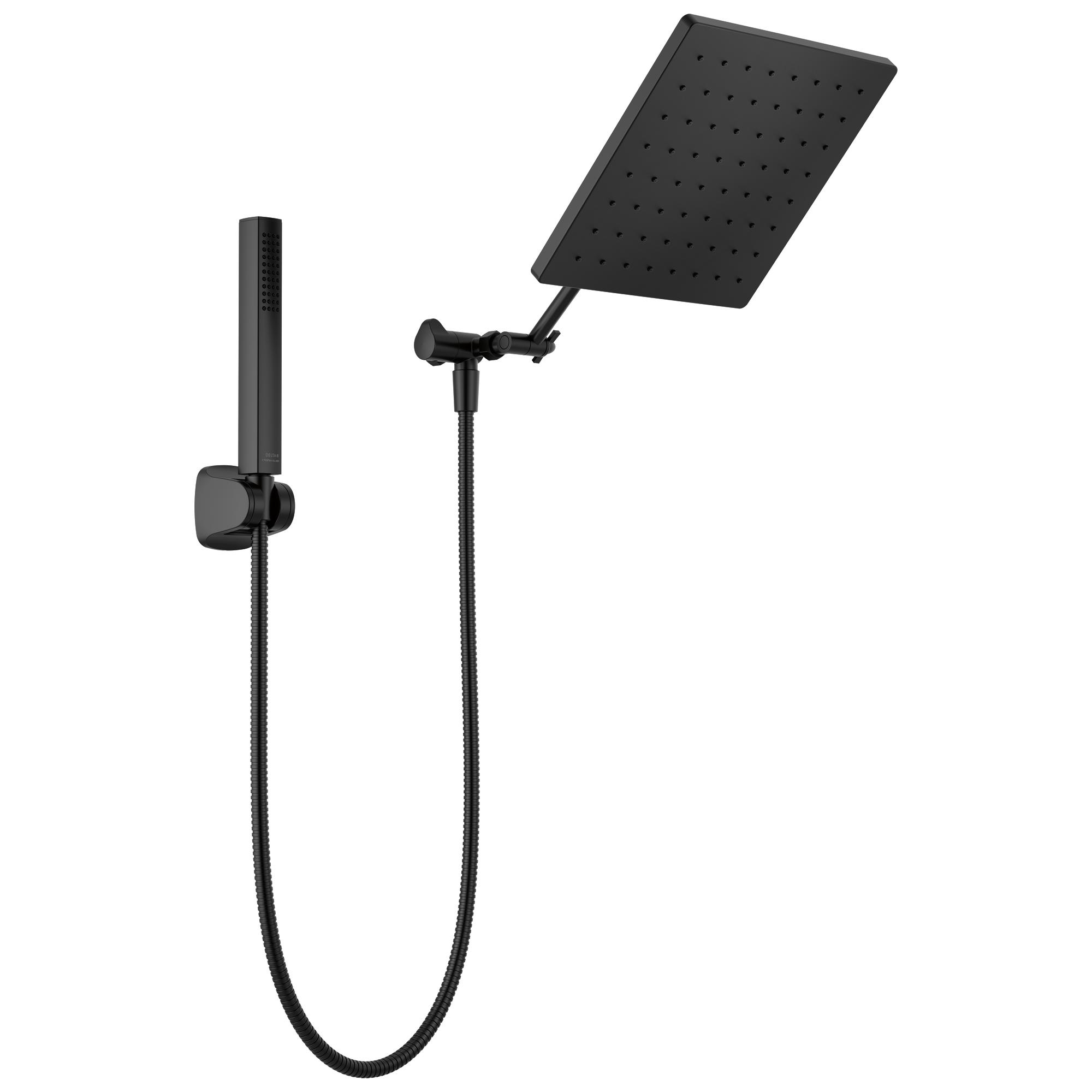 DELTA® 75527-BL Soft Shower Head and Hand Held, 1.75 gpm Flow Rate, 80 psi Pressure, Matte Black, Import