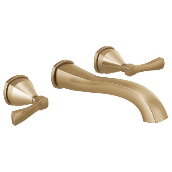 DELTA® T3576LF-CZ-PR-WL Stryke® Wall Mount Bathroom Faucet Trim, Commercial, 1.2 gpm Flow Rate, 8 in Center, Champagne Bronze, 2 Handles, Function: Lavatory