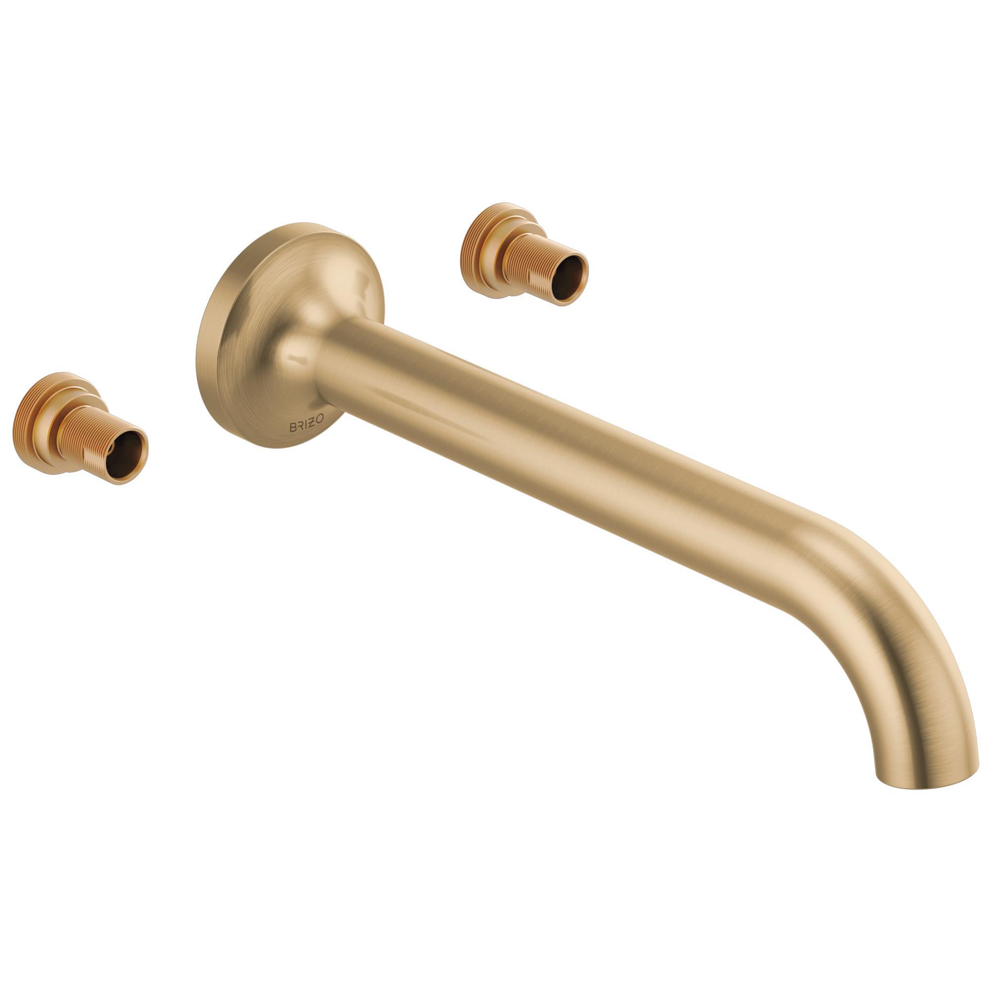 Brizo® T70475-GLLHP Odin® Wall Mount Tub Filler, 9.3 gpm Flow Rate, 7-7/8 in Center, Luxe Gold, 2 Handles, Import, Commercial/Residential