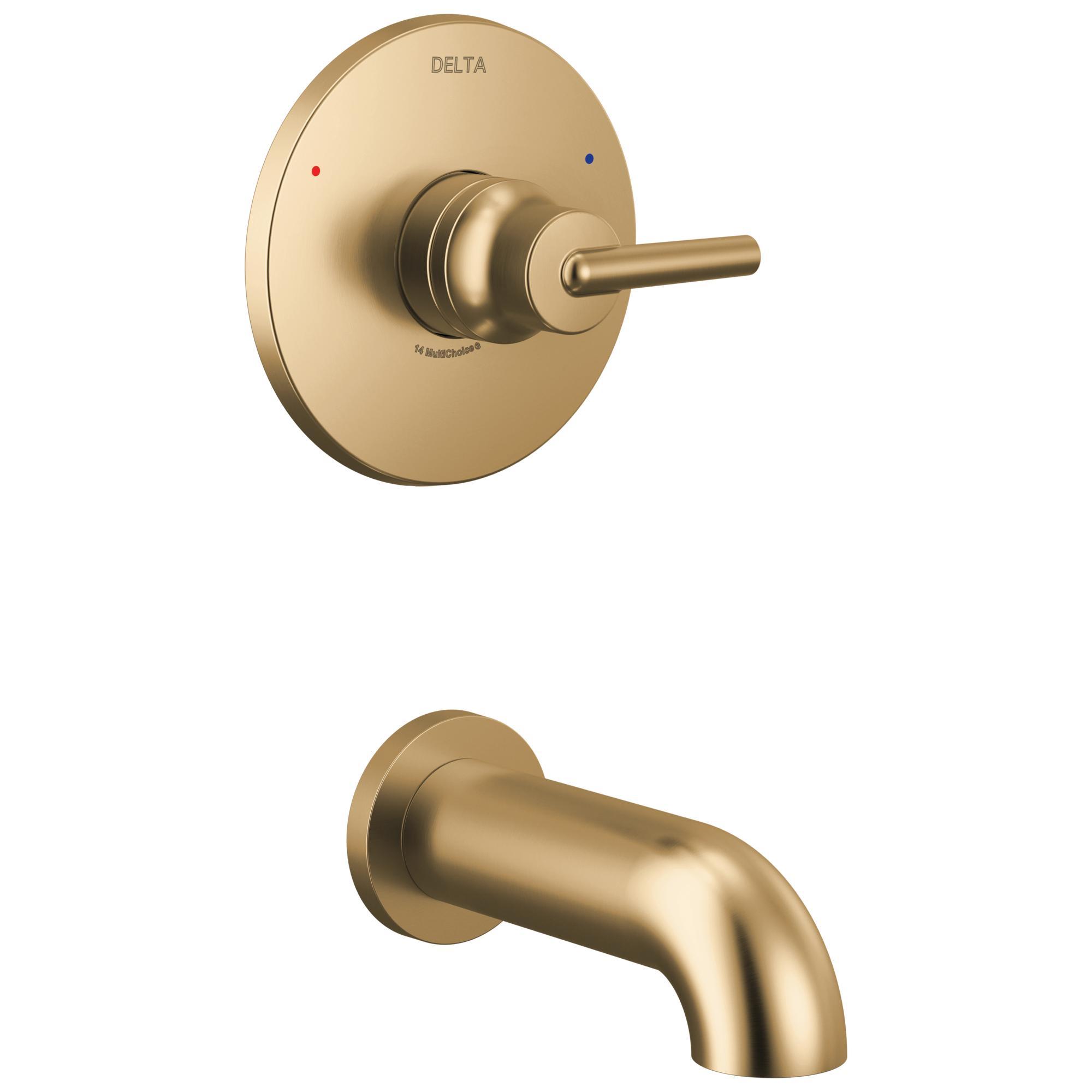 DELTA® T14159-CZ Monitor® 14 Trinsic® Wall Mount Tub Trim, 2 gpm Flow Rate, Brilliance® Champagne Bronze, 1 Handles, Commercial