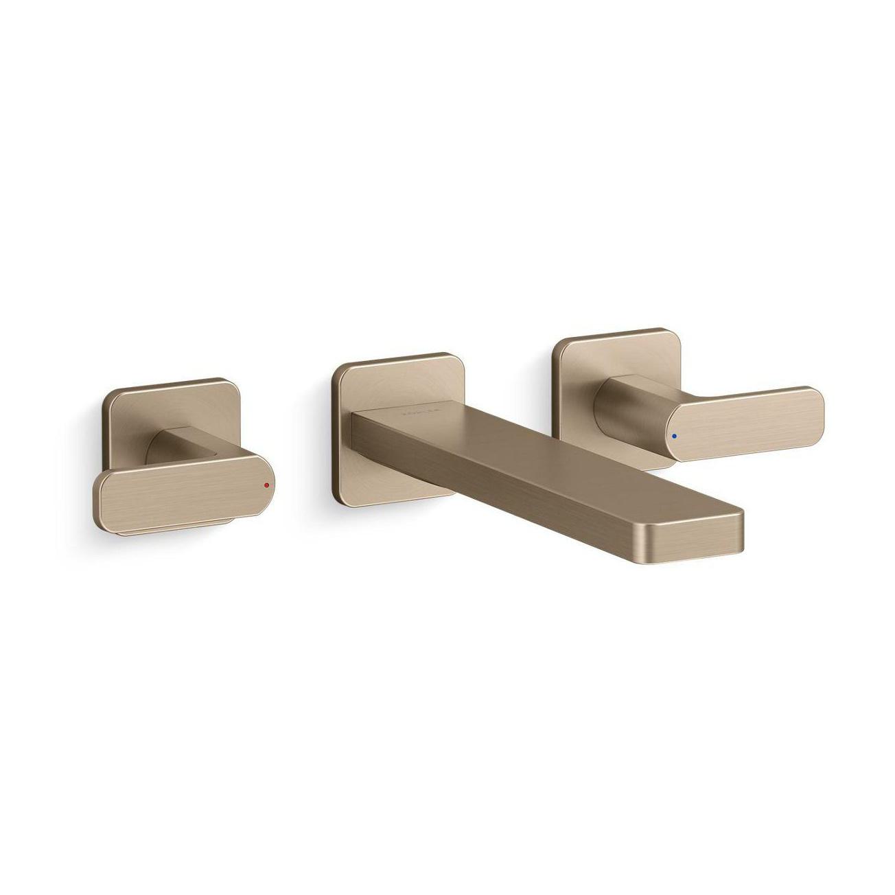Kohler® T23491-4-BV T23491-4 Parallel® Wall Mount Faucet Trim, 10 gpm Flow Rate, 8 in Center, Vibrant Brushed Bronze, 2 Handles