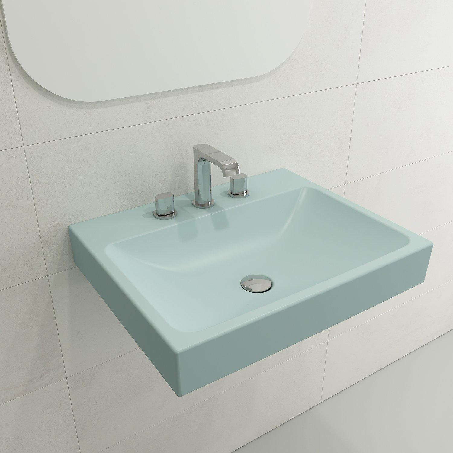 BOCCHI 1077-029-0127 Scala Arch Modern Bathroom Sink, 6.5 in H x 19 in W x 23.75 in L, Fireclay, Matte Ice Blue, Import