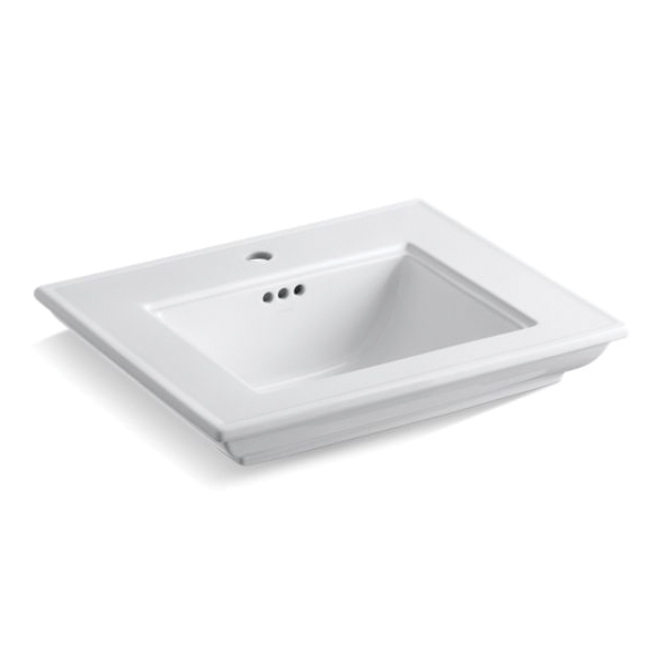 Kohler® 29999-1-0 Memoirs® Stately Bathroom Sink With Overflow Drain, Rectangular Shape, 24-1/2 in W x 20-1/2 in D x 8-5/8 in H, Fireclay, White, Import