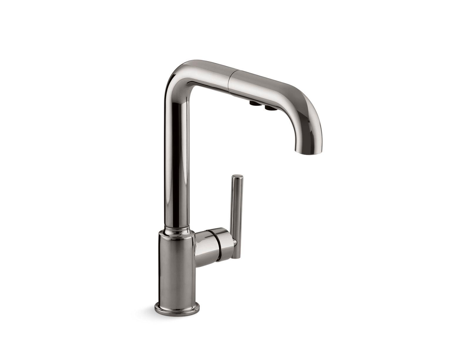 Kohler® 7505-TT 7505 Purist® Pull Out Kitchen Sink, 1.5 gpm Flow Rate, Swivel Spout, Vibrant Titanium, 1 Handles, 1 Faucet Holes