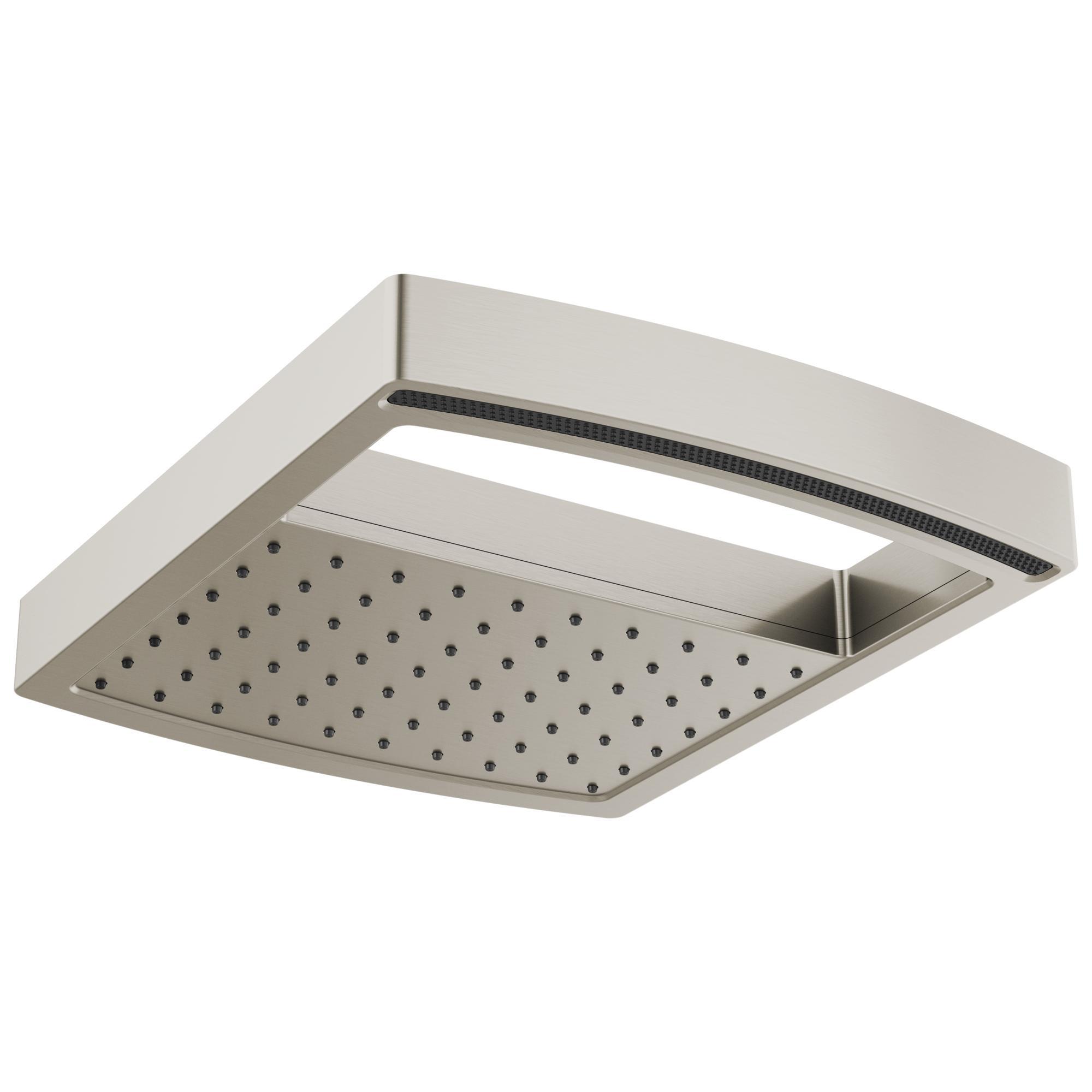 Brizo® 81406-NK-2.5 Kintsu™ Multi-Function Raincan Shower Head, 2.5 gpm Max Flow, 3 Sprays, Ceiling Mount, 11-1/2 in L x 14 in W x 2-5/8 in H Head, Import